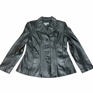 🖤 Wilsons Leather Women’s Black Button-Up Jacket – Genuine Leather, Size M ✨